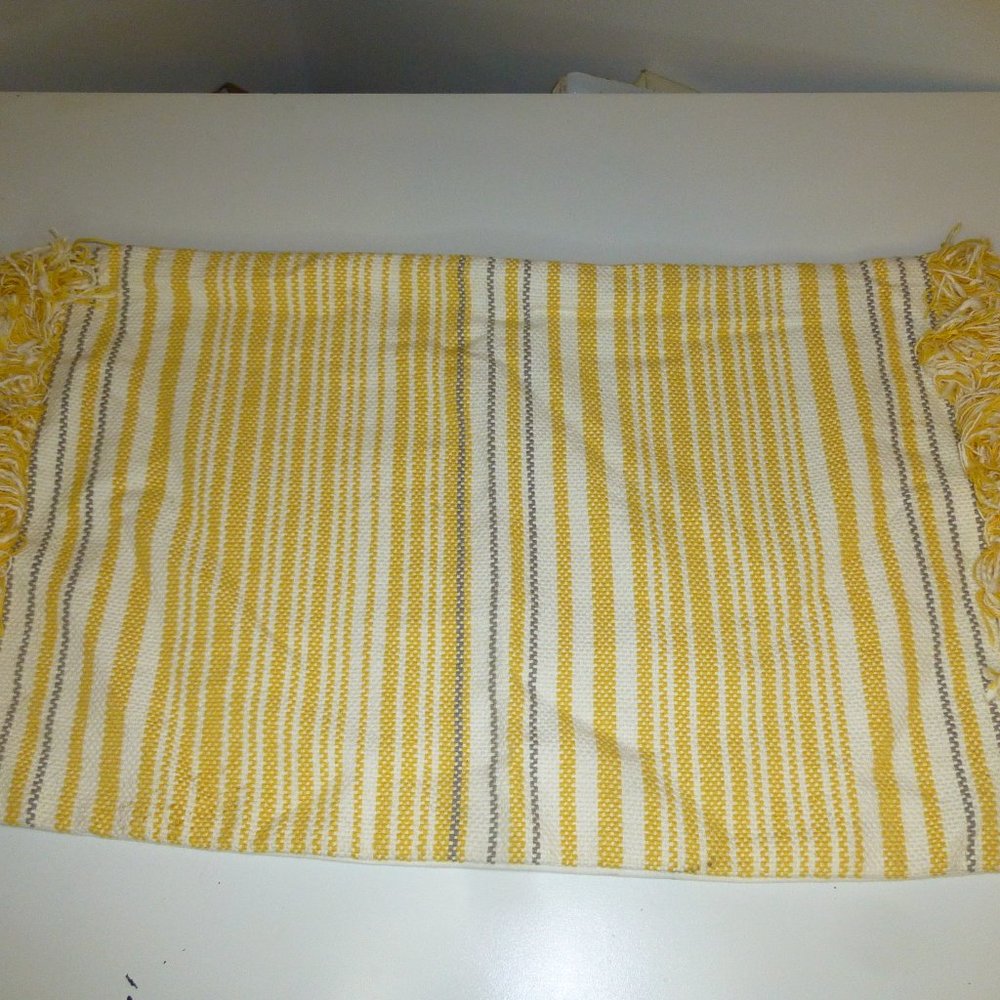 THROW PILLOW COVER 14" X 24" SAGAMORE STRIP FRAYED